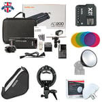UK Godox 2.4 TTL HSS AD200 Flash+X2T-S For Sony +AD-S2+AD-S11+60*60 softbox Kit