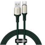 Baseus Cafule Cable Nylon Flätad USB - USB Type C-kabel VOOC Quick Charge 3.0 5 A 1 m - Grön (CATKLF-VA06)