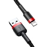 Baseus Cafule USB til Lightning-kabel 2m - Flettet Sort