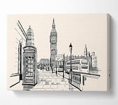 London Street Outline 2 Canvas Print Wall Art - Extra Large 32 x 48 Inches