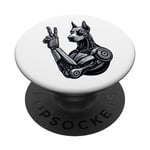 Panneau à main Doberman Robot Dog Cyborg Peace PopSockets PopGrip Interchangeable