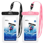 MoKo Floating Waterproof Phone Pouch [2 Pack], Floatable Phone Case Dry Bag with Lanyard Compatible with iPhone 12 Mini/12 Pro, iPhone 11/11 Pro, X/Xs/Xr/Xs Max, Samsung S21/S20/S10/S9/S8, Note 10/9