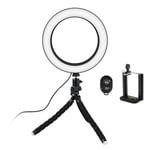 Selfie-lampe/ring light (20 cm) og justerbart stativ