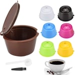 SNAGAROG 7pcs Reusable Coffee Capsules Refillable Coffee Capsules Filter Pods for Dolce Gusto with Plastic Spoon/Cleaning Brush for Home Kitchen Office Outdoor (7 Colors)