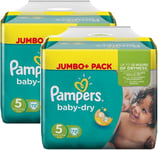 Pampers Baby Dry Size 5 junior 11-25kg Jumbo Plus Pack, 2-pack (2 x 72 diapers)