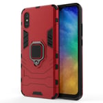 VGANA Case for Xiaomi Redmi 9AT, Car Magnet Ring Function Dual Layer Shockproof Scratchproof Protective Cover. Red