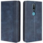 HualuBro Nokia 2.4 Case, Retro PU Leather Full Body Shockproof Wallet Flip Case Cover with Card Slot Holder and Magnetic Closure for Nokia 2.4 Phone Case (Blue)