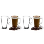 ANSIO Large Latte Glass Coffee Cups - 385ml (13 oz) - Gift Box of 2 Latte Glasses - Compatible with Tassimo Machine (4 Pack)