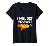 Womens Funny Water Gun Inappropriate Adult Humor Summer V-Neck T-Shirt