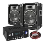 DJ PA System Disco Party Speakers Set Bluetooth Amplifier FM MP3 USB EQ