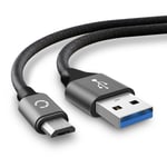 Câble USB pour Garmin Edge 520 Plus, 820, 1000, 1030 / Dashcam 55 / Zumo 595 / Approach / Dezl 760 - 2m Fil charge data 2A gris cordon PVC