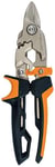 Fiskars PowerGear Aviation Snip Bulldog Cut, 40% More Power, Length 23.2cm, Heat-Treated Steel Blade/Plastic Handle, Black/Orange, 1027212