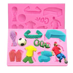DUBENS 2 Pcs World Cup Football Silicone Mould Gloves Trophy Fondant Cake Decorating Tools Cake Chocolate Baking Candy Clay Moulds