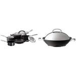 Circulon Infinite Milkpan, Saucepan and Frypan Set of 6 & Infinite Wok 36cm – Induction Non Stick Wok with Stainless Steel Lid – Hard Anodized Aluminium Cookware