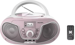 Roxel RCD-S70BT Boombox CD Player with BT, Remote Control, Radio, Pink