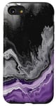 Coque pour iPhone SE (2020) / 7 / 8 Drapeau Asexuality Marble Pride | Art en marbre noir, violet, gris