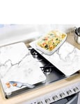 Wenko | Quality | Set of 2 Universal Gas Electric Induction Hob Stove Covers Chopping Board Worktop Surface Protectors | Marble