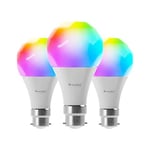 Nanoleaf Essentials B22 LED Bulbs, Pack of 3 RGBW Dimmable Smart Bulbs - Thread & Bluetooth Colour Changing Light Bulbs, Works with Google Assistant Apple Homekit, for Room Decor & Gaming