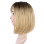 ACY Dark roots blond peruk vacker lugg kort bob peruk 12 tum värmebeständig syntet