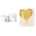 Me to You AGM01045 Me to You True Friend Gift Boxed Tatty Teddy Mug, Ceramic & UK Greetings Friend Birthday Card - Birthday Card for Her - Pretty Gold Heart Design, 529393-0-1