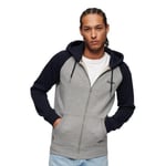 Superdry Essential Baseball Zip Hoodie - Grey Marl / Rich Navy Marl - XL