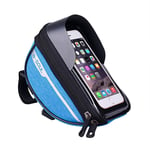Waterproof Bicycle Handlebar Bag Bicycle Head Tube Handlebar Cell Mobile Phone Bag Holder Screen Phone Mount Bags Case For Cell Phone Gps Sat Nav And Other Edge Up To 6.5 Inch Devices Blue