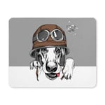 Funny Puppy Dog with Retro Brown Motorcyclist Helmet Rectangle Non-Slip Rubber Laptop Mousepad Mouse Pads/Mouse Mats Case Cover with Designs for Office Home Woman Man Employee Boss