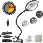 3X Daylight LED Magnifying Lamp, Clamp Magnifying Glass with 6 Adjustable Light