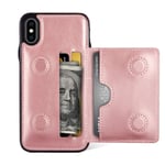 EYZUTAK Card Slot Holder Wallet Case for iPhone XR, Premium PU Leather Case Kickstand with Hidden Magnetic Closure Flip Durable Shockproof Protective Cover for iPhone XR - Rose Gold