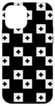 Coque pour iPhone 12 mini White Black Squares Crosses Checkerboard Geometry Pattern
