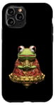 Coque pour iPhone 11 Pro Grenouille méditante amusante, lotus doré, pose de bouddha zen yoga, om