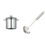 MasterClass MCSTPOT20 Induction-Safe Stainless Steel Stock Pot with Lid, 5.5 Litre, Silver & KitchenCraft KCPROGL Professional Soup Ladle, Stainless Steel, 33 cm, Silver