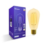 SONOFF Smart WiFi LED Filament Light Bulb,E27 Warm/Cool White 1800K-5000K 7W(60W equiv.) 700Lm, Vintage Dimmable Alexa Bulb, Works with Alexa, Google Home, Amber Colour, No Hub Required