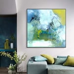 ZXXFR Hand-Painted Oil Painting,Fashion Hand-Painted Oil Painting Abstract Landscape Wall Art Handmade Green Oil Painting Canvas Art For Livingroom Wall Decoration, 120X120Cm No Frame