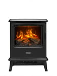 Dimplex Bayport Optimyst Stove Electric Fire, Matt Black Free Standing Electric Fireplace with Realistic LED Flame and Smoke Effect, 2kW Electric Heater, Thermostat, Log Bed and Remote Control