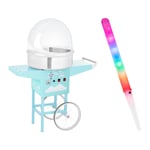 Royal Catering Sockervaddsmaskin - set med sockervaddspinnar spottskydd vagn 52 cm 1.200 W turkos