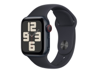 Apple Watch SE (GPS + Cellular) - 2a generation - 40 mm - midnattsaluminium - smart klocka med sportband - fluoroelastomer - midnatt - bandstorlek: S/M - 32 GB - Wi-Fi, LTE, Bluetooth - 4G - 27.8 g