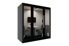 Beltton Mötesbås Pod Two H225 x B215 D105 cm Inbyggd 32" ViewFinity S6 QHD-skärm med förinstallerade kablar och extra medieport. VESA-montering. Midnight Black