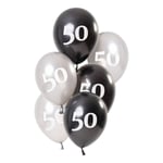 Ballonger Hvit/Svart 50 År - 6-pakning