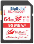 BigBuild Technology 64GB UHS-I U3 95MB/s Memory Card For Panasonic Lumix DC G9, G9 K, G9L, G9LK, G9EB-K, G9LEB-K, G9MEB-K, GH5-K, GH5M, GH5SE-K, GX7MK3-K, GX9K, GX9MEG-K GX9MS GX9N GX9W GX9WEGK Camera