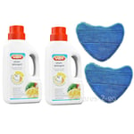 2 Vax Steam Detergent Solution & Microfibre Cleaning Pads For Steam Cleaner Mops