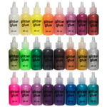 Glitterlim glitter glue i XL-sæt med 24 forskellige farver a 20 ml