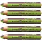 Crayon de couleur - STABILO woody 3in1 duo - lot x 5 crayons de couleurs à mine bicolore - vert clair+marron