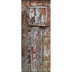 Sticker décoratif en bois rustique pour porte, 83 cm x 204 cm, effet campagne avec peinture écaillée, décoration intérieure unique et originale.