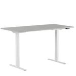 Höj och sänkbart skrivbord, 2-motorigt, vitt stativ, grå bordsskiva 180x80cm