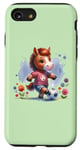 Coque pour iPhone SE (2020) / 7 / 8 Adorable cheval jouant au football sur fond vert