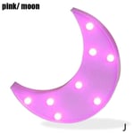 Cute 3d Led Night Light Star Moon Cloud Wall Desktop Kids Room J Pink