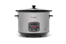 Prestige - Digital Slow Cooker 5.5 Litre - Easy to Use Programmable Timer - 3 Cooking Modes - LCD Display - See Through Glass Lid - 2 Year Guarantee - Grey