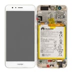 Huawei Honor 8 Skjerm med LCD, Touch, Ramme & Batteri - Hvit
