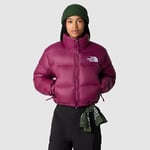 The North Face Women's Nuptse Short Jacket Dusty Periwinkle Water Distortion Small Print-Summit Navy (5GGE OTP)